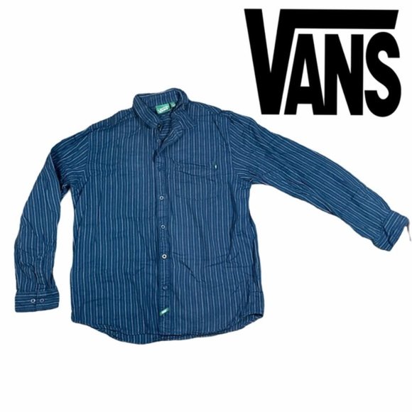 VANS Blue Striped Button Down Shirt+ FREE LACES! - Picture 1 of 9